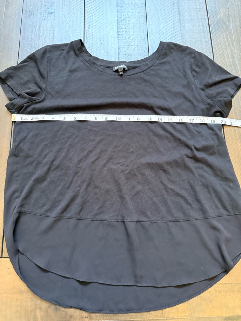 Express Black Rounded Hem Short Sleeve Top